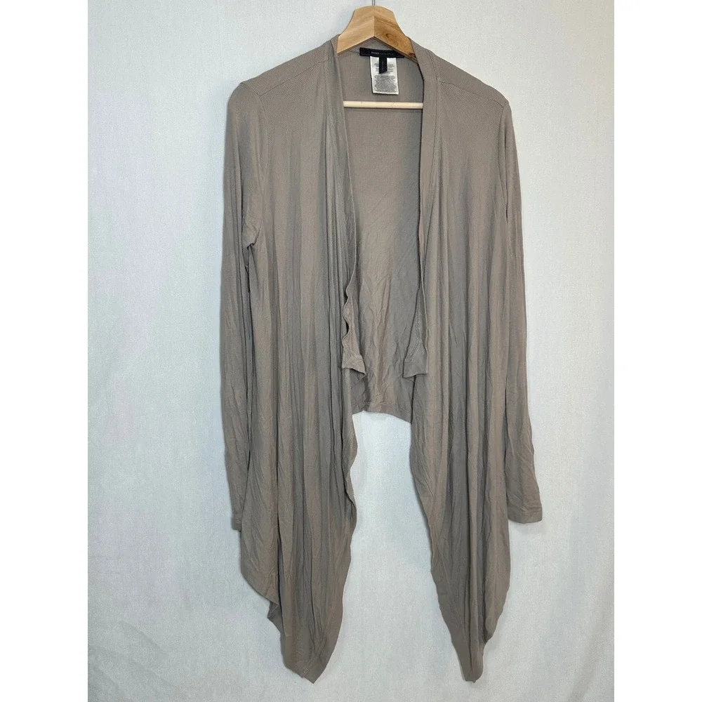 BCBGMAXAZRIA Angela Draped Open Front Cardigan‎ Hazelnut Brown Ribbed  M
